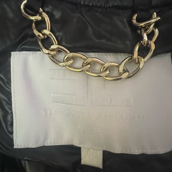 Elisabetta Franchi Women's Black Puffer Jacket with Chain Detail - Picture 5 of 6